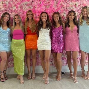 Meshki White Sequin Mini Dress